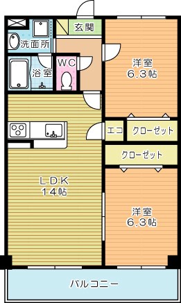 ニューガイア上石田  502号室 間取り
