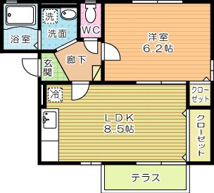 カーサ森 102号室 間取り