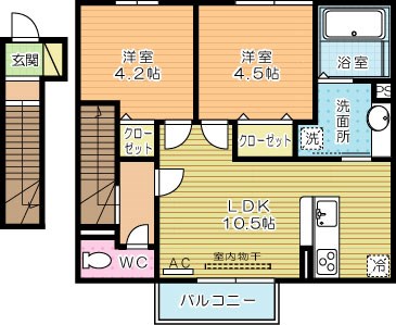Grand Soleil（グランドソレーユ）A棟  201号室 間取り