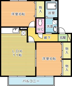 グランシャリオＳ　Ｂ棟 102号室 間取り