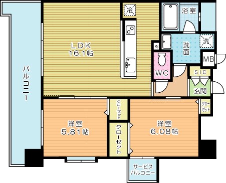 サンシャイン・サファイア・プリンセス戸畑 701号室 間取り