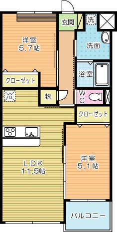 Prestige del 西海岸（プレステージデル西海岸） 410号室 間取り