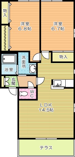 エクセレント田原　Ａ棟 102号室 間取り