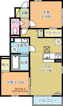 サニーコート　B棟 101号室 間取り