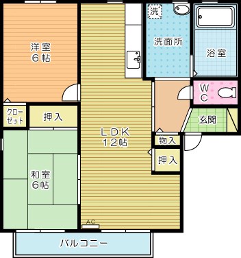 エヴァーグリーン紫の池　Ｃ棟 201号室 間取り