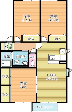 レシェンテ徳力　Ｄ棟 202号室 間取り