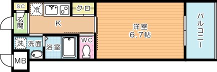 アミュゼ城野 706号室 間取り