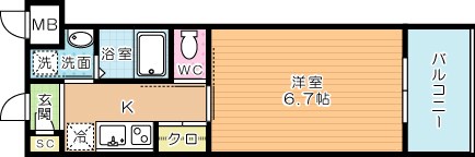 アミュゼ城野 207号室 間取り