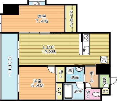 アミュゼ城野 901号室 間取り