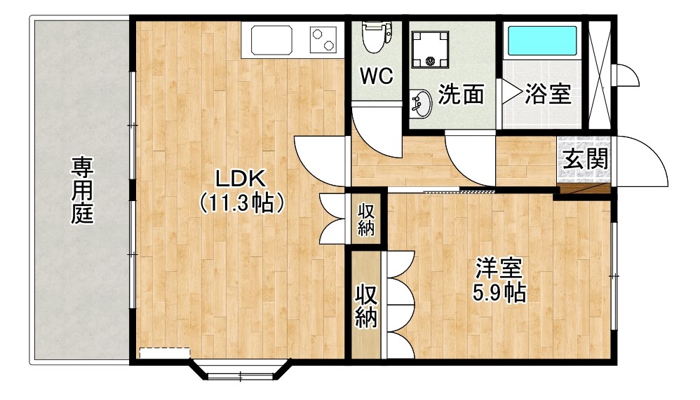 ライトニング南方 101号室 間取り