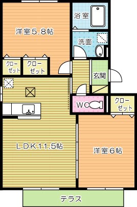 リセーラ 105号室 間取り