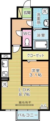 グランツ葛原 103号室 間取り