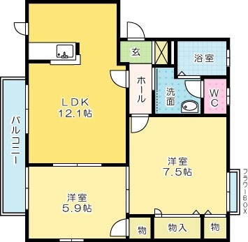 オーボアパティールⅡ　Ｄ棟  201号室 間取り