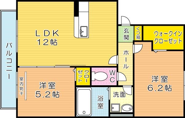 おおくぼの森 Ａ棟 206号室 間取り
