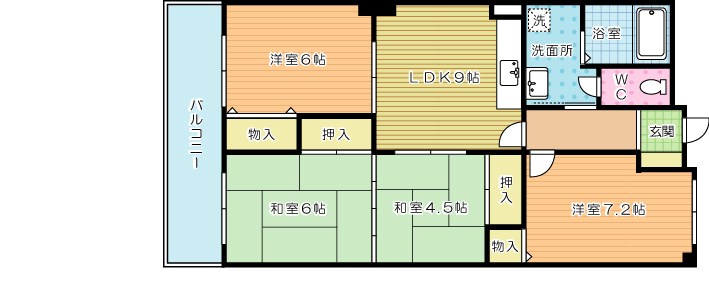 上二十町スカイマンション（分譲賃貸） 507号室 間取り