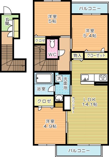 アミコートⅠ 202号室 間取り
