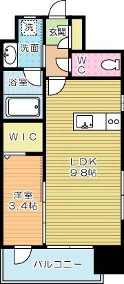 デザイナープリンセス旦過 901号室 間取り