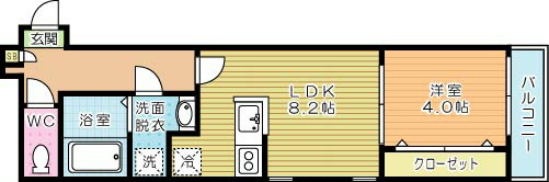 グラシアス三萩野 102号室 間取り