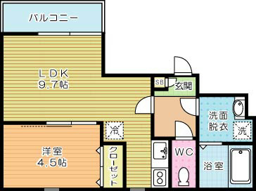 グラシアス三萩野 101号室 間取り