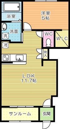 バースプレイス朽網A 間取り図