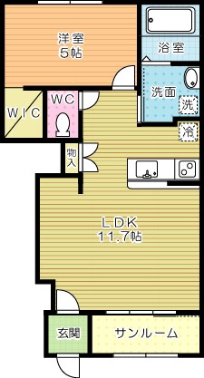 バースプレイス朽網A 105号室 間取り