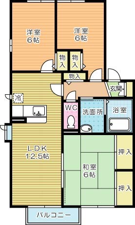 レシェンテ徳力　Ｂ棟  201号室 間取り