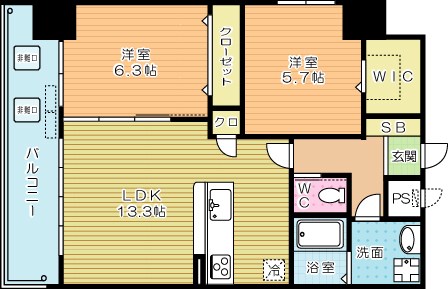 ERUZA　GRANZ　戸畑千防（エルザグランツ戸畑千防） 311号室 間取り