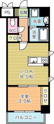 アクシオ北九州Ⅱ 606号室 間取り