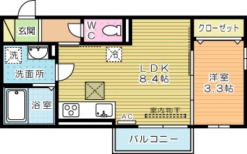 ヴェラ下富野 102号室 間取り