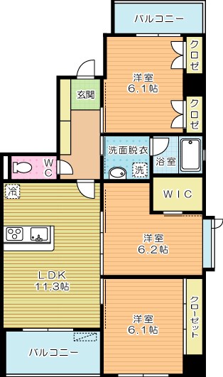 ヒルクレスト小倉高峰グランデ 501号室 間取り