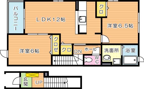 プリムローズ　B棟 202号室 間取り