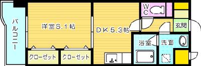 ニューシティアパートメンツ南小倉Ⅱ 902号室 間取り