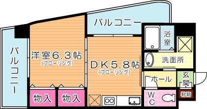 ＦＡＲＯ戸畑駅前マンション 906号室 間取り