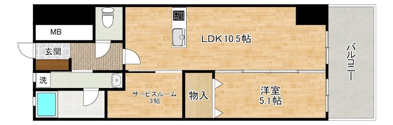 ザ・ヒルズ戸畑 407号室 間取り