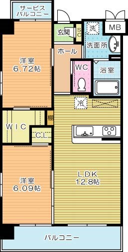 ウイングス三郎丸 601号室 間取り