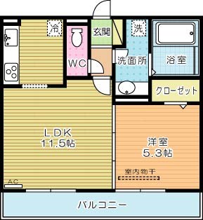Polonia　Kokura-kita（ポロニアコクラキタ） 102号室 間取り
