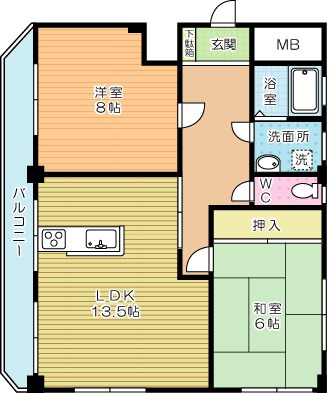 リ・エクラⅡ 405号室 間取り