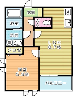 Grazioso戸畑(グラツィオーソ戸畑)  303号室 間取り