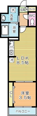 サンクレシア戸畑駅前Ⅱ 402号室 間取り