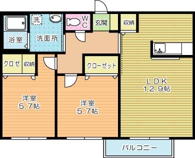 ボヌール大谷 202号室 間取り