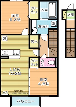 エスポワール下城野Ⅲ 205号室 間取り