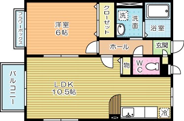 アムールスリーライト観音坂B 103号室 間取り