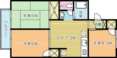 ボンセジュール企救丘　Ｂ棟 203号室 間取り