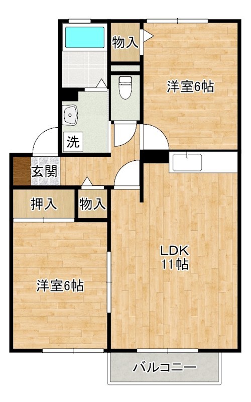 セジュール福西 203号室 間取り