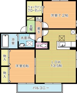 リビングタウン南方　B棟 201号室 間取り