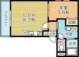 クロノ戸畑Ⅱ 101号室 間取り