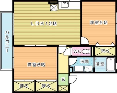 サンハイム徳力 202号室 間取り