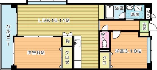 グラシューズエール 303号室 間取り