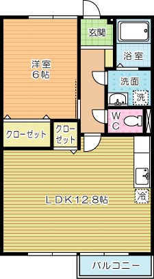 カルフール黒川　C 203号室 間取り