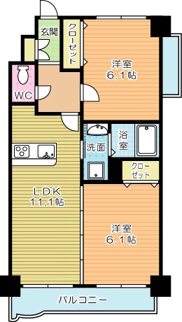 ニューシティアパートメンツ南小倉Ⅰ 907号室 間取り